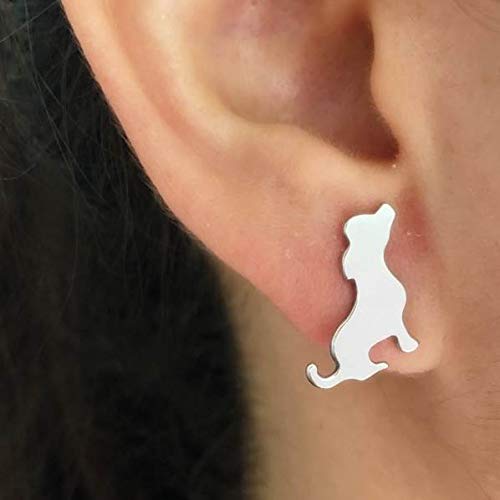 Boucles d'oreilles dormeuses chien lisse en argent 925 véritable - 2