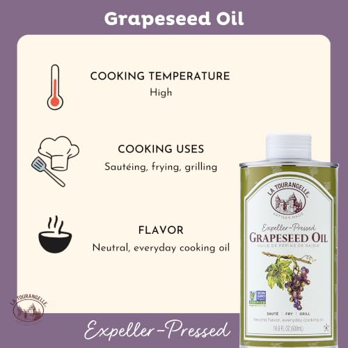 Image of La Tourangelle Expeller-Pressed Grapeseed Oil for Cooking, Skin, 16.9 Fl Oz (Pack of 12)
