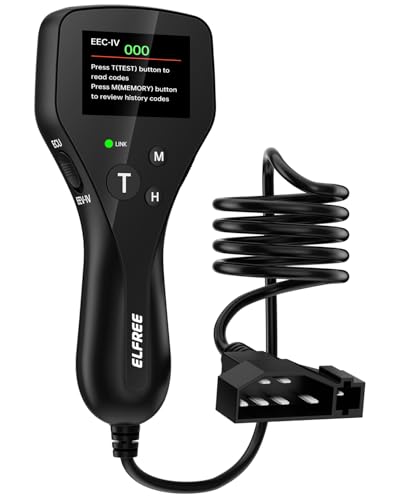 ELFREE OBD1 Scanner Compatible with Ford Lincoln Mercury 1981-1995 LCD Display Code Reader with Definitions Plug and Play OBD1 Scann Tool Reinforced Pins 9FT Cable