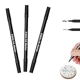 Edible Ink Marker Set – 3 Black Food Colouring Pens for Cake Decorating, Cookies & Icing – Dual Tip Fine & Thick – Food-Grade Baking Tool for Home & Professional Bakers - Image 1