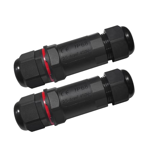 Waterproof RJ45 Connector IP68 Cat6/Cat5E/Cat5 Coupler Shielded for Outdoor Ethernet LAN Cable Extender Female to Female (2PC)