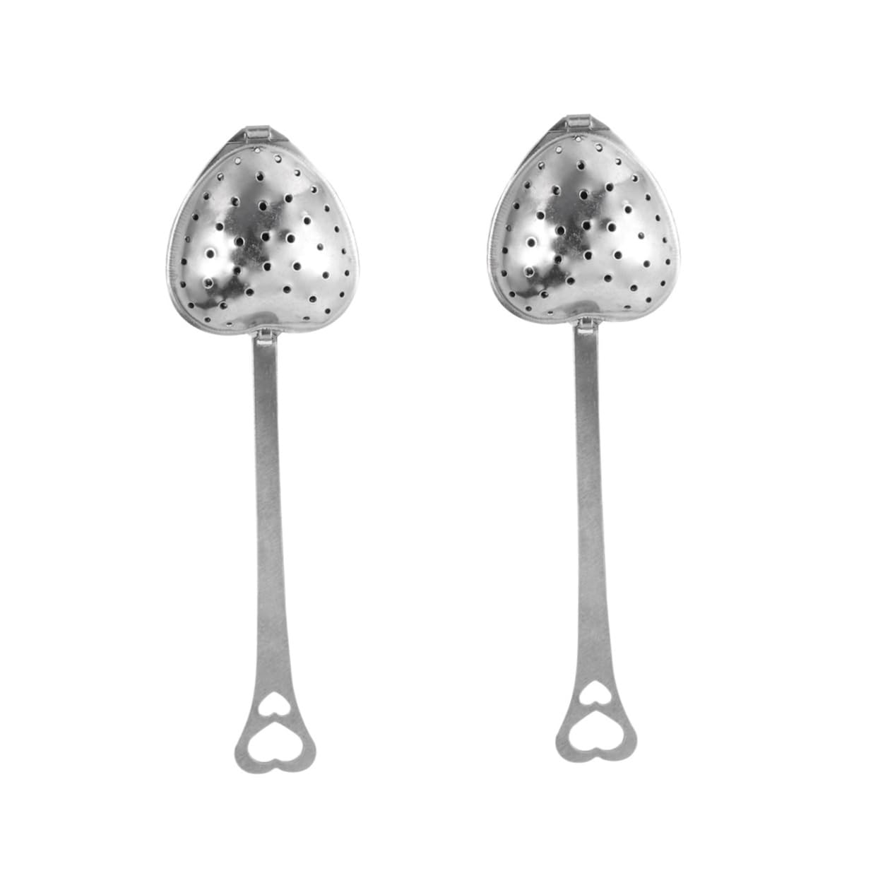 Healifty 2PCS Heart Shape Stainless Steel Tea Strainer Infuser with Long Handle Fine Perforations for Leaf Brewing for Loose Leaf Tea and Seasoning Balls