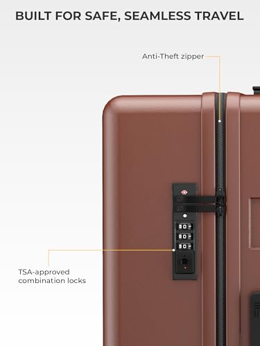 Image of EUME Classic Cabin 55 Cm, Check-in Medium 65 Cm & Check-in Large 75 Cm Luggage Trolley Bags for Travel - Set of 3 (Cambridge Brown) | Polycarbonate 8 Hinomoto Wheels Suitcase | Cabin Trolley Bags
