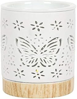 Matte Ceramic Butterfly Cut Out Oil Burner, Fragrance Oils and Wax Burner, Scented Aromatherapy Diffuser for Home, Office, Living Room, SPA, Housewarming Gift (Butterfly)