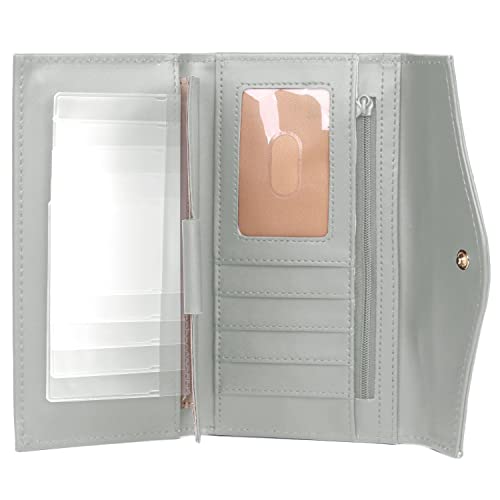 Image of Julia Buxton Heiress Leather Organizer Clutch Handbag Wallet with RFID Blocking, Grey