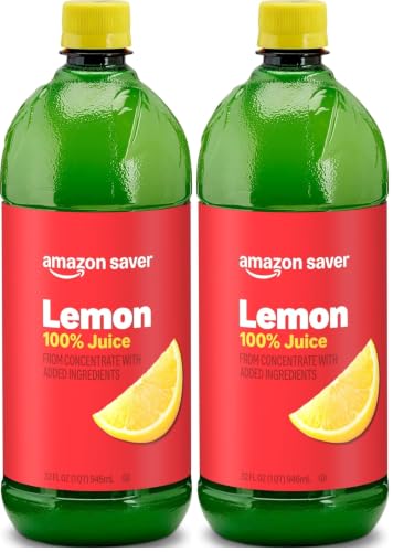 Image of Amazon Brand - Happy Belly 100% Lemon Juice, 32 fl oz Bottle (Pack of 2)