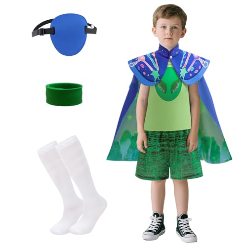 keaiyouhuo Jongens Aarde Commissaris Kostuum 6 Stuks Set Met Shirt Shorts Cape Voor Kinderen Halloween Kerst Cosplay Dress Up Party Kostuum