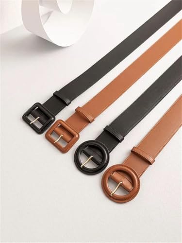 Rfmfkkg Women Wide Waist Belt Leather Solid Color Large Square Buckle Vintage For Coat Dress Sweater2