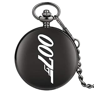 Kwarts zakhorloge met motief zwarte kleur modieuze nieuwigheid film van James Bond Daniel Craig ketting horloge met horloge