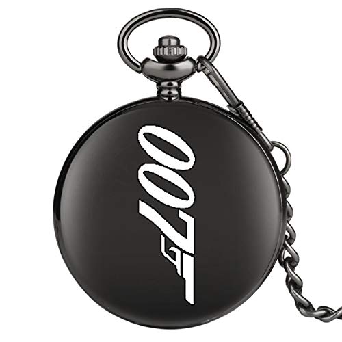 Kwarts zakhorloge met motief zwarte kleur modieuze nieuwigheid film van James Bond Daniel Craig ketting horloge met horloge