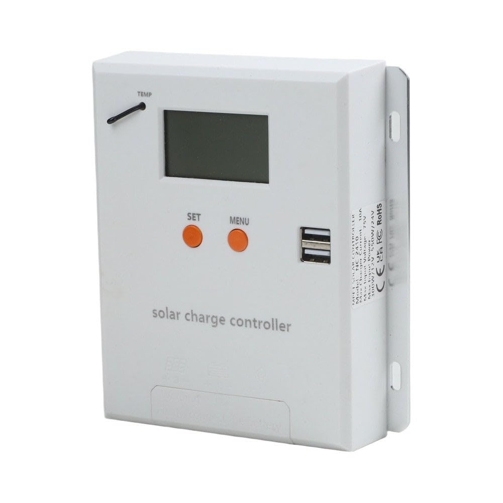 Controlador de carga solar MPPT de 10 A/20 A con pantalla LCD, 12 V/24 V