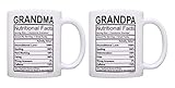 Grandparent Announcement Gifts Grandma Grandpa Nutrition Facts 2 Pack Coffee Mugs Tea Cups 11oz Mugs