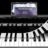 Xahpower Abnehmbare Klaviertastatur Notenetiketten, Klavierführer für Anfänger, 88 Tasten in Voller Größe, Wiederverwendbar, Klaviernoten für Anfänger und Kinder - Schwarz & Weiß