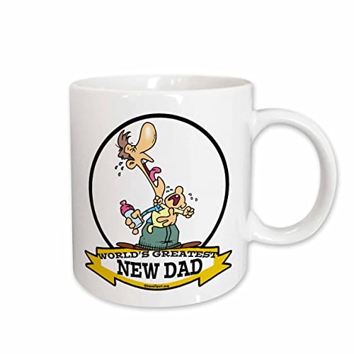 3dRose Funny Worlds Greatest New Dad Cartoon 11oz Mug