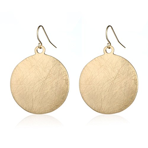 Hongye Brushed Gold Silver Rose Gold Colored Round Disc Shaped Drop Earring Hook Earring #TOP1