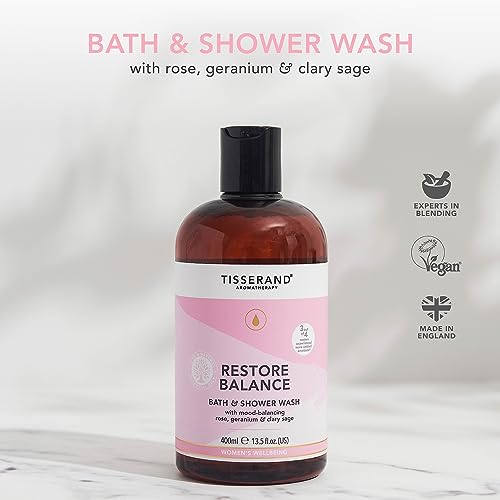 Tisserand Aromatherapy - Restore Balance Bath & Shower Wash - Perimenopause, Menopause & Menstruation Support for Women - Rose, Clary Sage & Geranium - 100% Natural Essential Oils - 400ml - Image 6