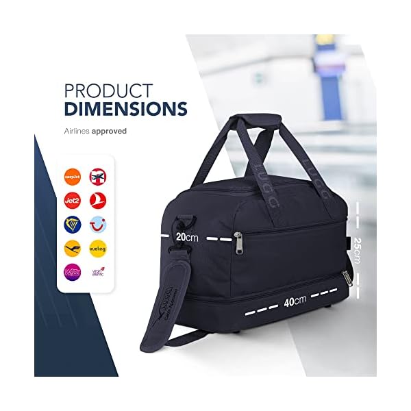 Hand Cabin Bag Polyester Travel Bag 40 X 20 X 25 Cm Suitable Hand Luggage For Worldwide Airlines Lockable Zipper Quick Access Zip Pocket With Adjustable Shoulder Strap And Handle Navy