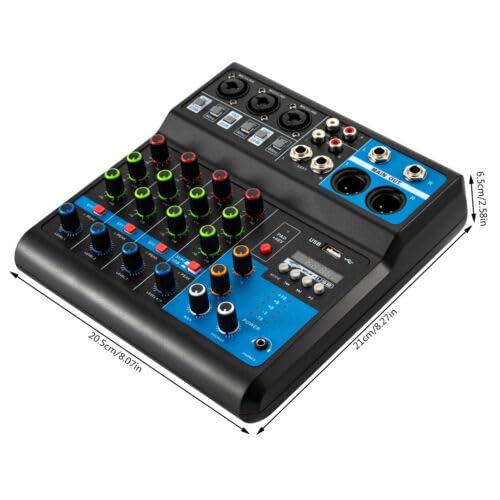 Audio DJ Mixer Soundboard Console System, 5-Kanal 48V Phantomspeisung mit Bluetooth USB MP3 Stereo Live DJ Studio Streaming für professionelle Aufnahmen Parties auf KTV Bühne