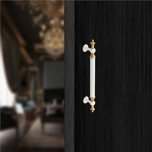 Image of Vintage Royal Main Door Handle | 8 Inch Premium Pull Push Handle for Home, Office, Hotels & Villas | Stainless Steel White Gold Finish |Hole to Hole 200mm | 3 Years Warranty