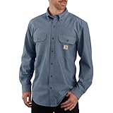 Carhartt Men's Loose Fit Midweight Chambray Long-Sleeve Shirt (Big & Tall), Denim Blue Chambray, 4X-Large
