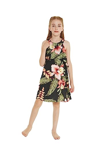 Image of Family Matching Hawaiian Clothes, Black Rafelsia | Lightweight 100% rayon • Family matching outfits • Beach vacations • Luaus • Cruises • Family photos