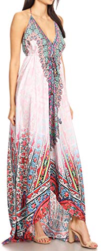 Image of Sakkas Lizi Womens Maxi High-Low Halter Handkerchief Long Dress Beach Party