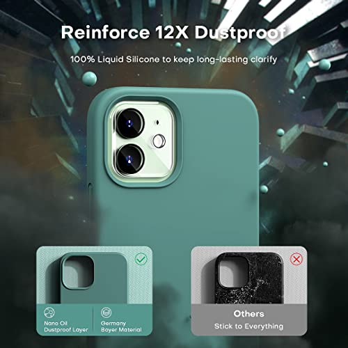 Tocol [5 In 1 For Iphone 12 Case, For Iphone 12 Pro Case, With 2 Pack Screen Protector + 2 Pack Camera Lens Protector, Silicone Shockproof Phone Case [Anti-Scratch] [Drop Protection], Midnight Green #TOP6