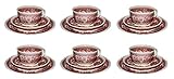  Burgenland rot Villeroy & Boch 6 x Teegedeck 3 TLG.