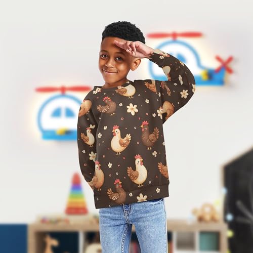 Cartoon Funny Yuanbao Chicken Brown Big Girls Sweatshirts Hoodies Crewneck Kids Pullover Hoodie Athletic 4T4