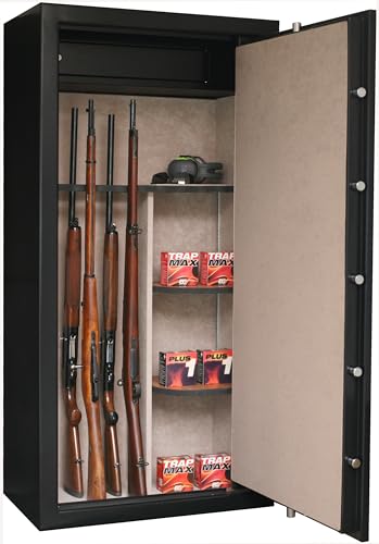 Infac Safe CLTT23 Armoire forte pour Armes en Acier | 23 Armes avec lunette | Coffre intérieur | Etagères amovibles | Serrure à clé | Conforme norme européenne