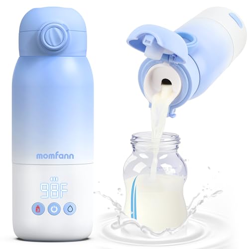 Portable Bottle Warmer for Travel, Dual Heating Modes for Breastmilk & Water, Portable Bottle Milk Warmer with Fast Heating & Long Battery Life, 12 Ounces Large Capacity (Blue) by MOMFANN - Used condition - US$33.77