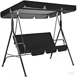 LSyySy Garden Canopy Swing Seat Chair - Adjustable Canopy, Removable Cushion, Outdoor Patio Poolside Porch Bench, Comfortable Swinging Chair for Relaxing and Enjoying Your Outdoor Space