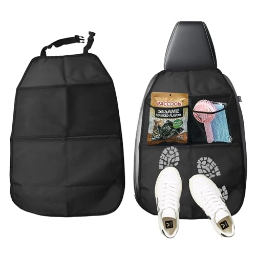 2 Pièces Protections Dossier Siège Voiture Enfant Imperméable Anti-salissures, Protege Siege Voiture Chien avec 2 Grandes Poches de Rangement, Organisateur Voiture, Oxford Durable - Universel Noir