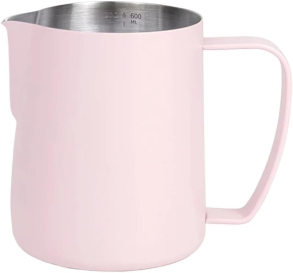 milk frothing pitcher, Stainless Steel Milk Frothing Pitcher 400/600ml Cappuccino Latte Art Jug Home Barista Accessories,for coffee machines(600ml Beige)