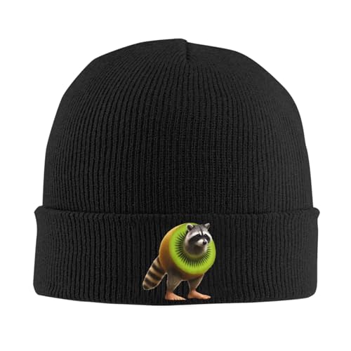 Bonnet motif hiver chaud et doux Pipi Kiwi Raccoon, tuque élastique isolante pour le sport outdoor