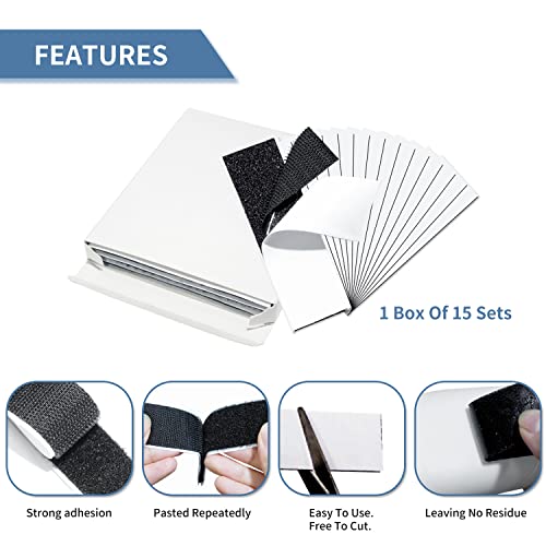 Hook And Loop Strips With Adhesive - 15 Sets(1X4 Inch) Heavy Duty Tape,Sticky Back Fastener For Indoor Or Outdoor Use - Instead Of Holes And Screws, Black #TOP3