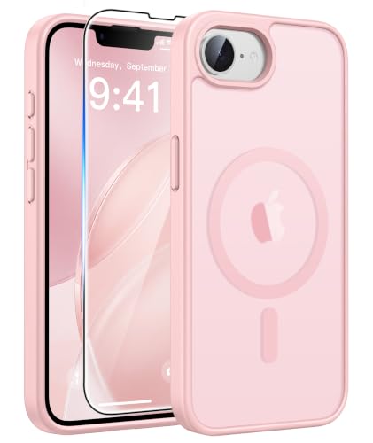 Image of FNTCASE for iPhone 17e Case Pink: Translucent iPhone 16e Cases Compatible with MagSafe, Camera Protection & Tempered Glass Protector, 14FT Military Grade Drop Tested, Matte Skin-Friendly Cover