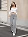 DLOODA Womens Dress Work Pants Business Casual Slacks Stretchy Wide Leg Trousers with Pockets High Waist Pull On Light Grey