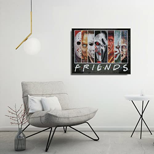 Image of Halloween Cross Stitch Stamped Kits for Adults Beginners-Horror Embroidery Friends Counted Cross Stitch Kits Patterns for Beginners 11 CT Dimensions Embroidery Kits Arts Craft Kits Home Decor