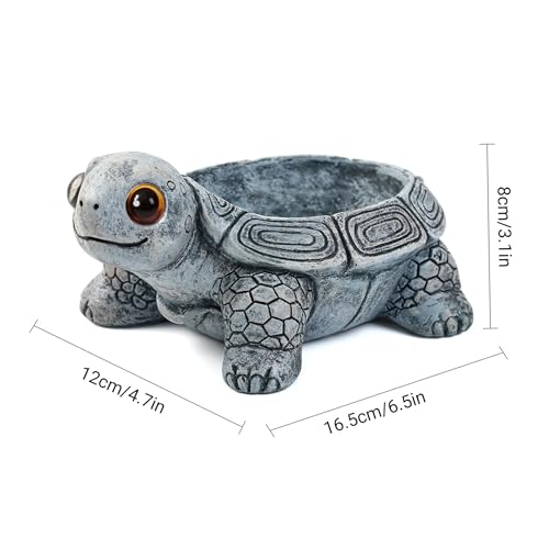 Pot de fleurs tortue réaliste en résine grise résistante