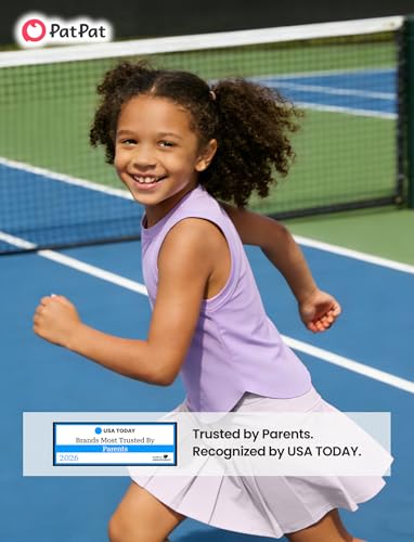 Image of PATPAT Girls Tennis Skirt Sets Moisture Wicking Tank Tops and Pleated Skirts 2 Piece Outfits Activewear Sets 5-12 Years