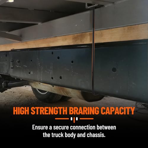 Image of 22 Inch Square Bend U-Bolt Kit for Truck Chassis | Heavy-Duty Steel Suspension Leaf Spring U Bolts with 6 Inch Tie Plates