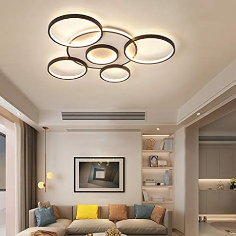 Ceiling Lamp LED Dimmable Ceiling Light with Remote Control Large Living Room Lamp Modern Light Color/Brightness Adjustable Bedroom Lamp Dining Room Lamp Acrylic Metal Frame Pendant Lamp,6heads Cover