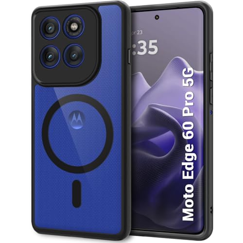 Image of TheGiftKart Hybrid Shockproof Back Cover Case for Motorola Moto Edge 60 Pro 5G | Hard Back Cover Case for Motorola Edge 60 Pro 5G (PC & TPU, MagSafe Compatible, Transparent Clear Back, Black Sides)