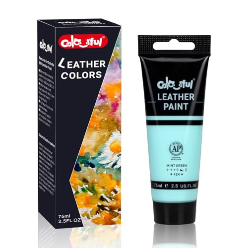 Colorful Acrylic Leather Paint 2.5oz Mid Green for Shoe Painting -Leather Paint for Bag & Wallet Decor, Jacket Care, Crafts DIY & Customizing Projects