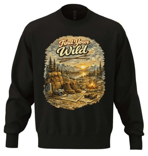 Find Your Wild Adventure Spirit Unisex Oversize Cotton Blend Heavyweight Sweatshirt Black XXX-Large