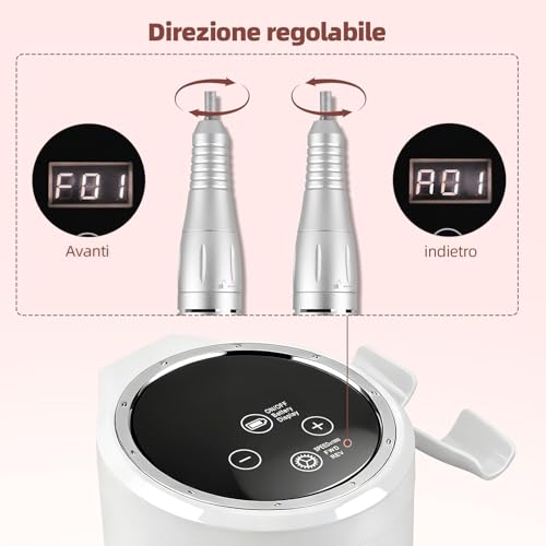CkeyiN Pro Elektrische Nagelfräser Professionelle 35000RPM,Wiederaufladbare Elektrische Nagelfeile 7 in 1,mit LCD-Display Nagelfräser für Gelnägel Acrylnägel,Maniküre Pediküre Set,für Salon