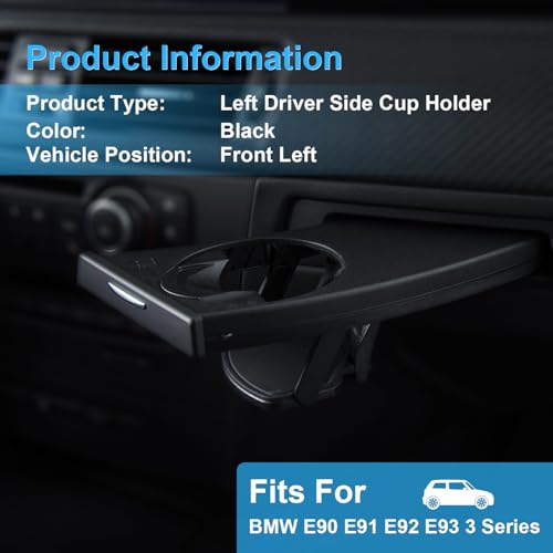 Portavasos izquierdo retráctil compatible con BMW E90-E93 miniatura 2