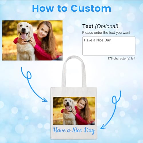 Personalized Tote Bag, Custom Canvas Tote Bag With Customizable Pictures and Text, Reusable Grocery Bag2