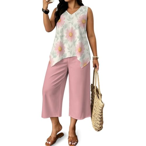 Conjunto de 2 piezas para mujer Fansu con pantalón de pata ancha y top casual hortensia talla M